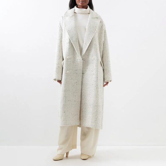RAEY Raw Edge Double Breasted Wool Coat Ivory Size UK 8 US 4 NEW NWT - Picture 1 of 16